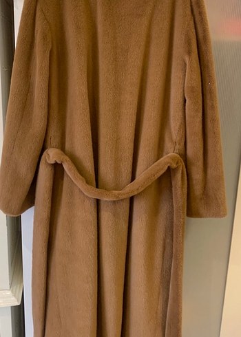 Kahverengi Kürk Detaylı Kadın Uzun Kaban - Görsel 5