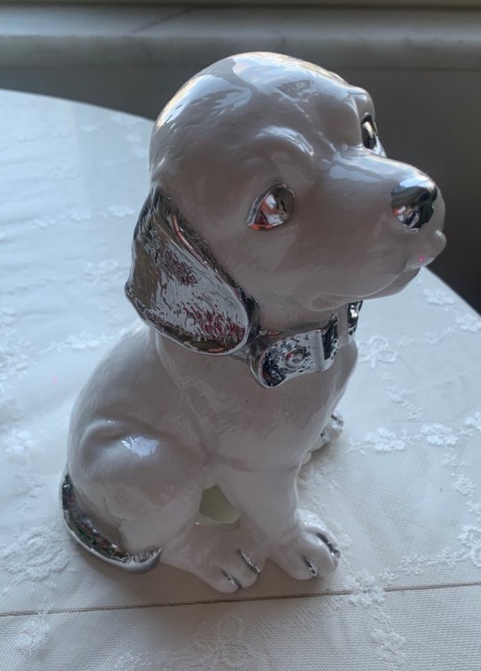 Beyaz Gri Köpek Figürü - Görsel 4