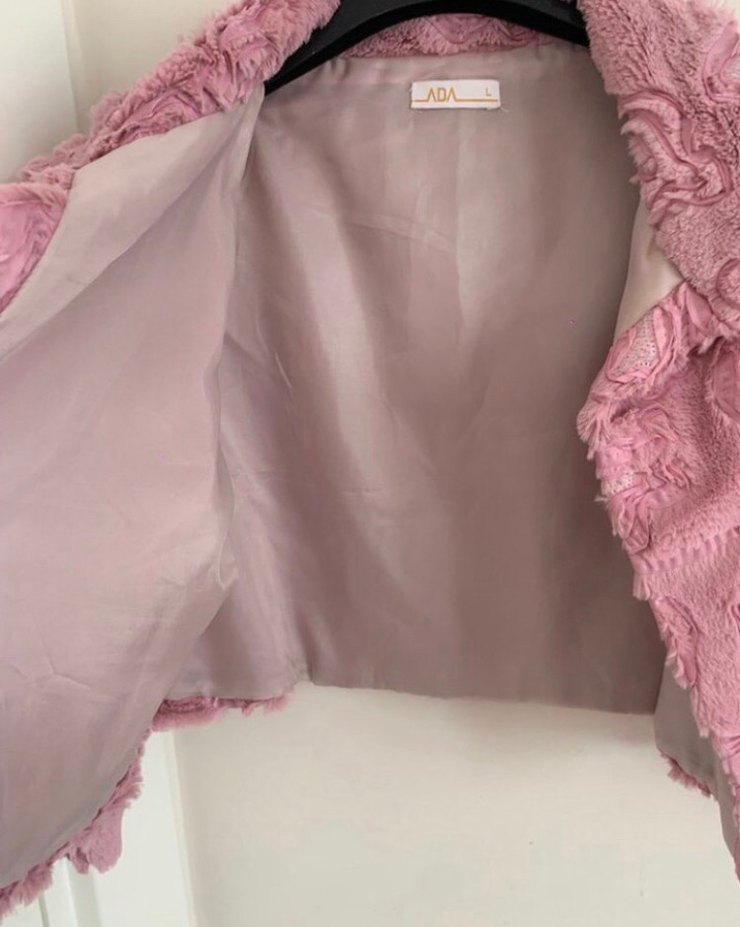 L beden Pudra Pembe Nakışlı Bolero - Görsel 2