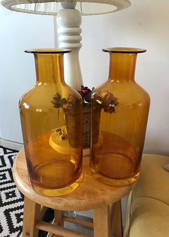 İkili Parlak Sarı Cam Vazo set fiyatıdır - Görsel 6