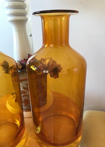 İkili Parlak Sarı Cam Vazo set fiyatıdır - Görsel 2