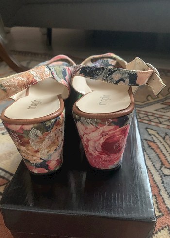 Çiçek Desenli Bohem Platform Topuklu Kadın Ayakkabı - Görsel 6