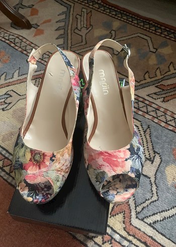 Çiçek Desenli Bohem Platform Topuklu Kadın Ayakkabı - Görsel 2