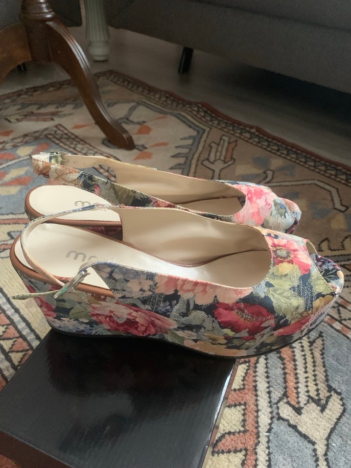 Çiçek Desenli Bohem Platform Topuklu Kadın Ayakkabı - Görsel 4