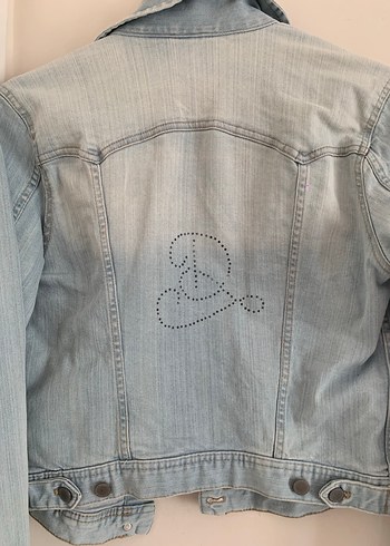 42 Beden Düğmeli Gri Denim Kadın Ceket