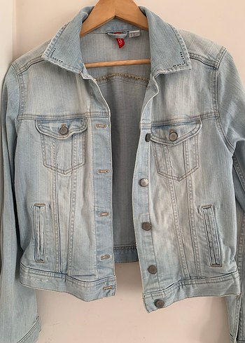 Düğmeli Gri Denim Kadın Ceket