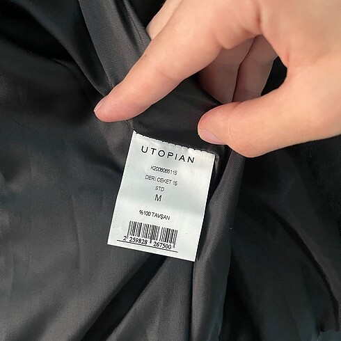 m Beden siyah Renk Utopia Deri ve Tavşan Kürkü Ceket