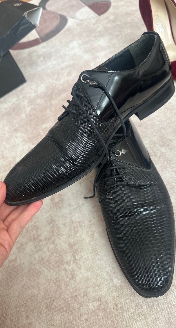 Klasik Siyah Yılan Desenli Erkek Ayakkabı - Görsel 2