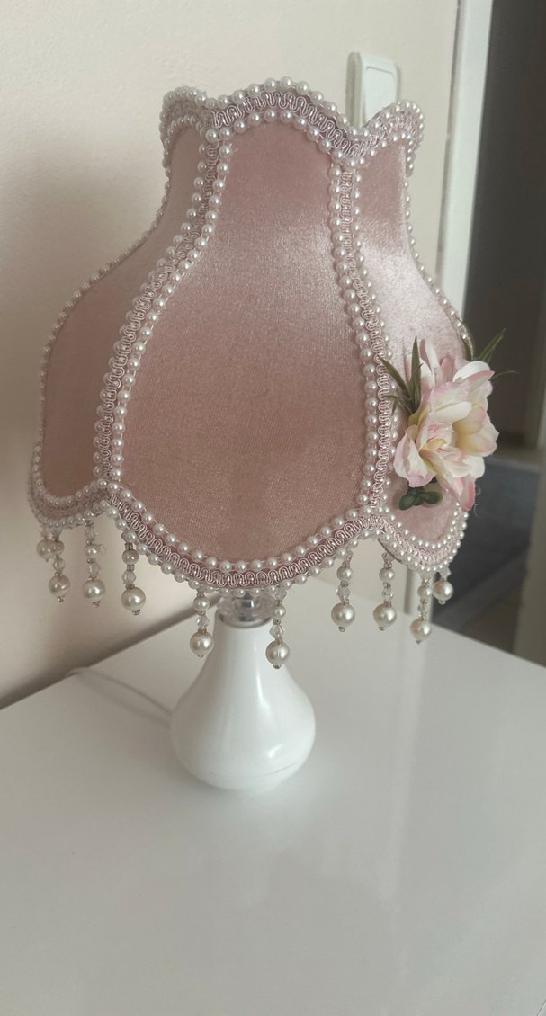 İnci Detaylı Pembe Abajur - Görsel 3