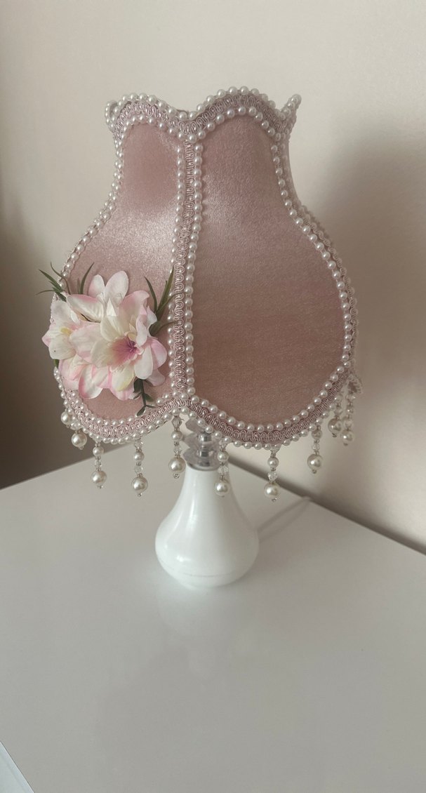 İnci Detaylı Pembe Abajur - Görsel 2