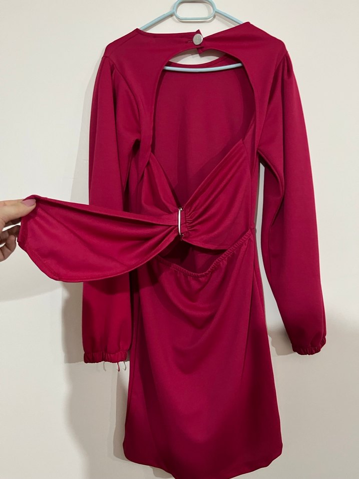 Pembenin tonu Kadın Uzun Kollu Triko Elbise - Görsel 2