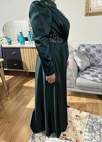 46 Beden yeşil Renk Elbise 