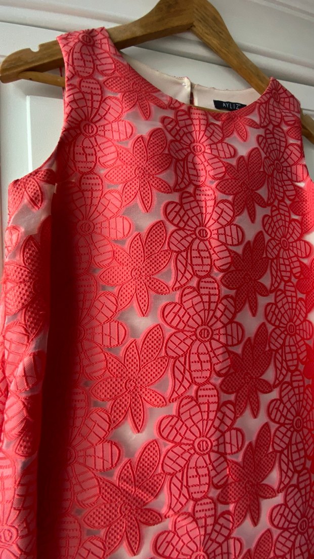 Turuncu Çiçek Desenli Elbise - Görsel 2