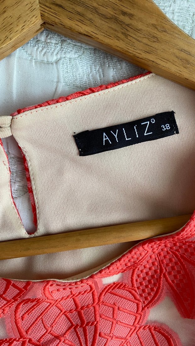 Turuncu Çiçek Desenli Elbise - Görsel 3