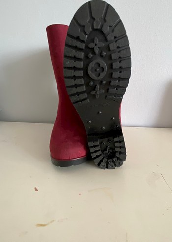 Bordo Süet Kadın Yağmur Çizmesi - Görsel 3