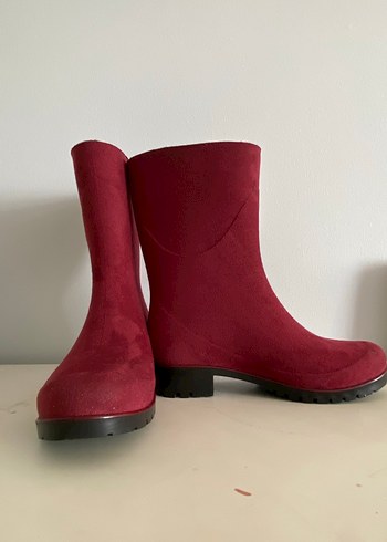 Bordo Süet Kadın Yağmur Çizmesi - Görsel 2