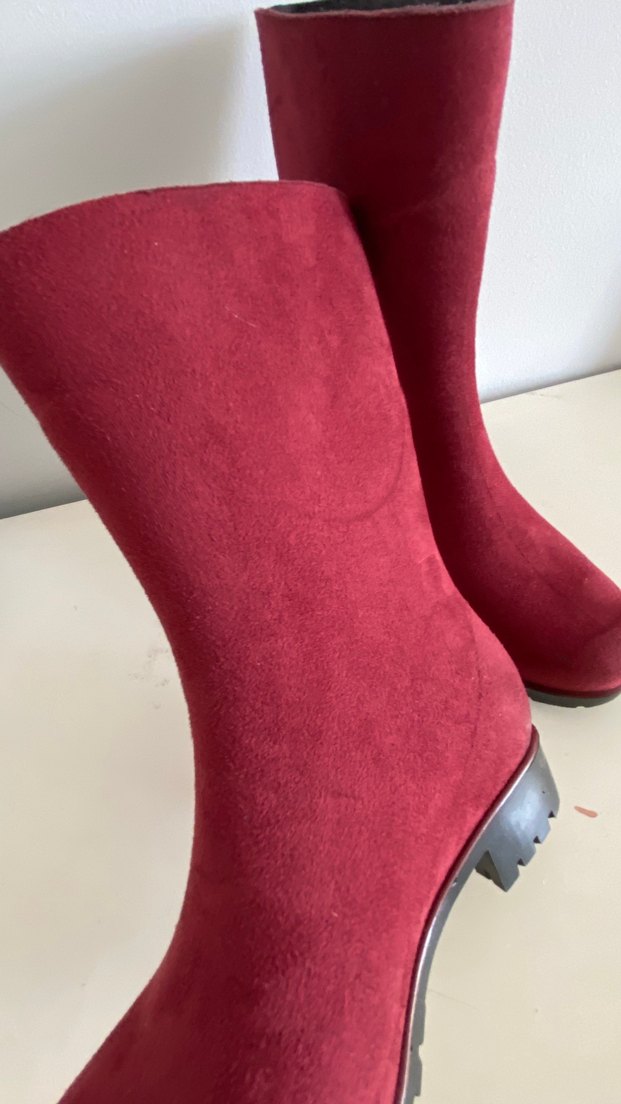 Bordo Süet Kadın Yağmur Çizmesi - Görsel 4