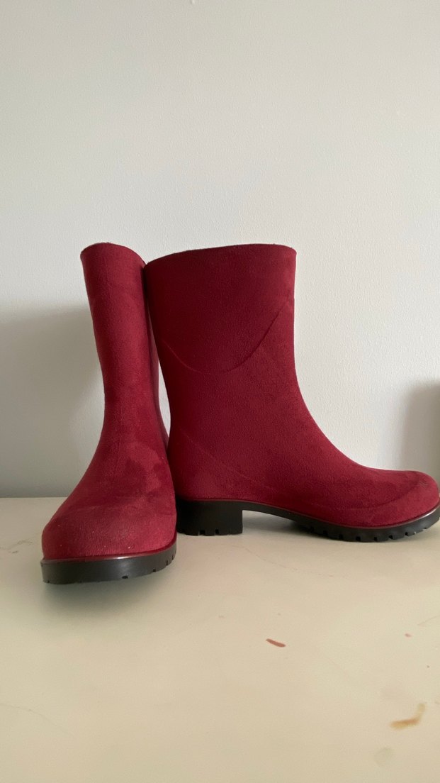 Bordo Süet Kadın Yağmur Çizmesi - Görsel 2