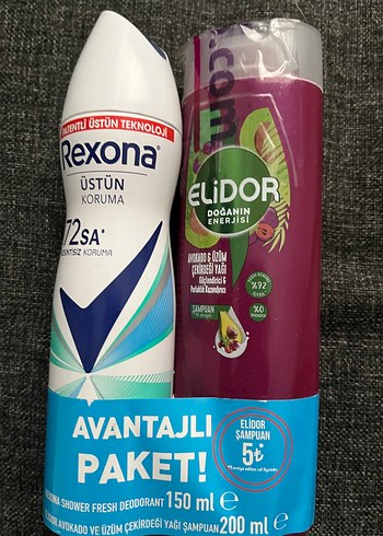 Rexona 72 Saat Deodorant 150 ml + Elidor Avokado Şampuan 200 ml