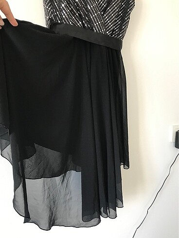 Siyah v yaka elbise - Görsel 5