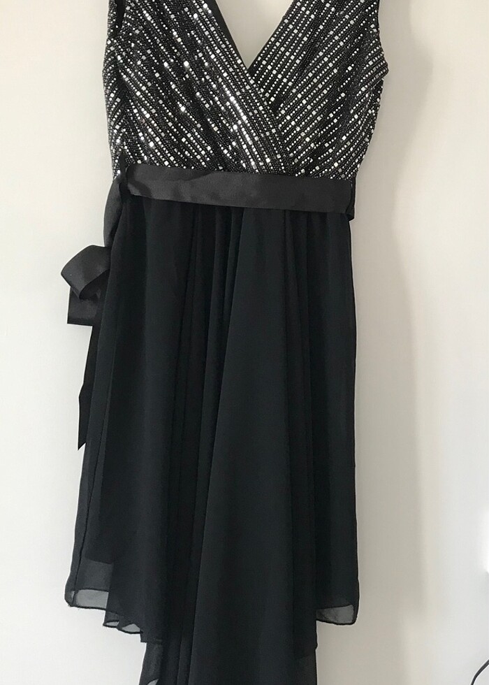 Siyah v yaka elbise - Görsel 4