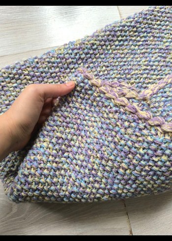 Pastel Çok Renkli Örgü Çocuk Battaniyesi - Görsel 2