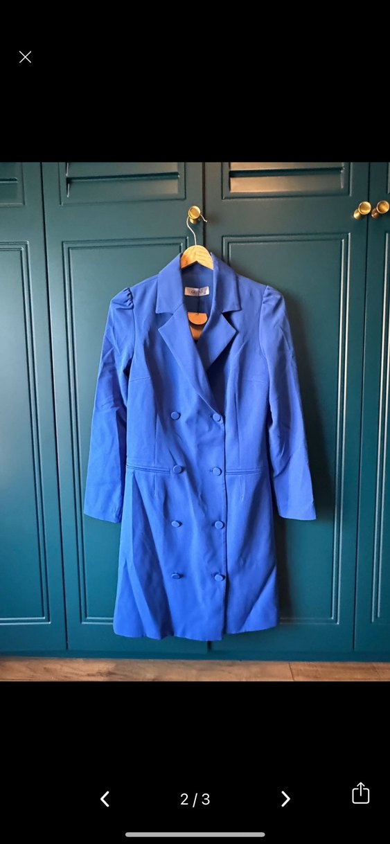 Düğmeli Mavi Ceket elbise - Görsel 2