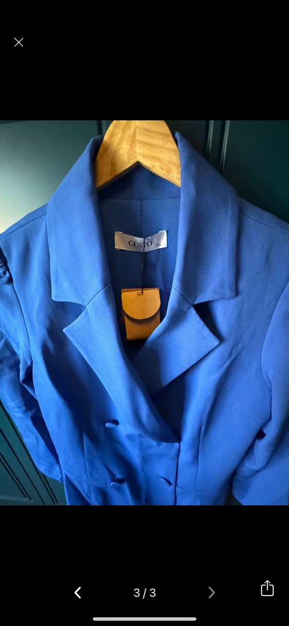 Düğmeli Mavi Ceket elbise - Görsel 3