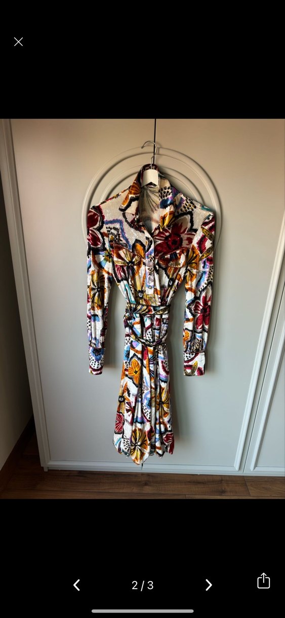 Desenli Bohem Uzun kadife balon etek Kadın Elbise - Görsel 2