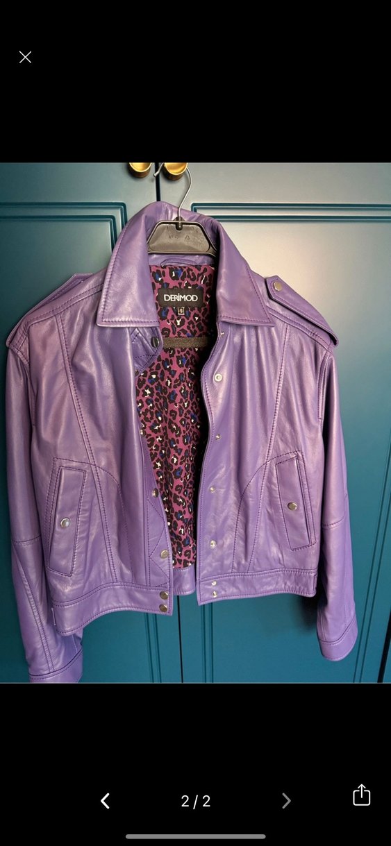 Mor Kısa Deri Ceket Kadın Derimod - Görsel 3