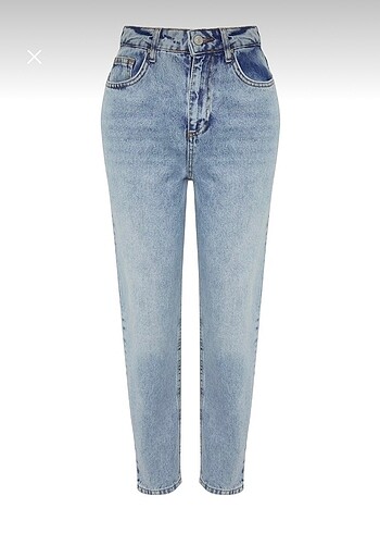 Açık mavi yüksek bel mom jeans