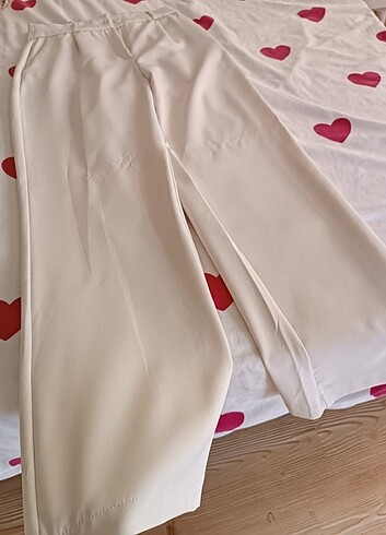 Trendyol & Milla Trendyolmilla ekru wide leg dokuma pantolon