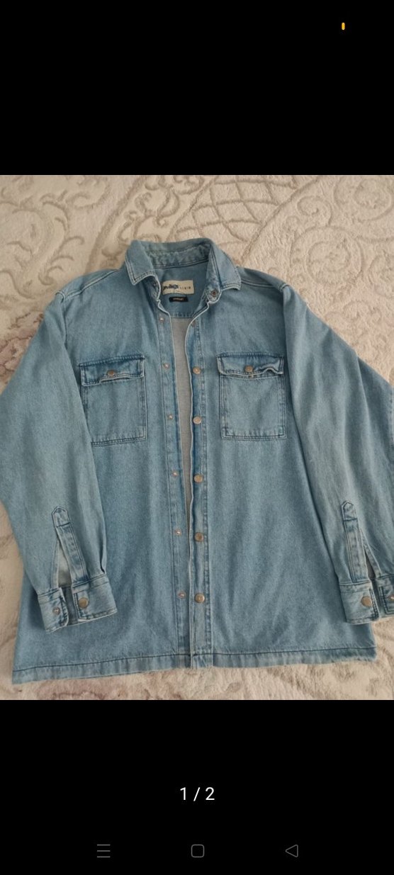 Mavi Düğmeli erkek Denim Ceket temiz ve deforme yok - Görsel 2