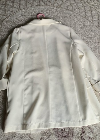 Düğmesiz Beyaz Kadın Blazer Ceket - Görsel 3