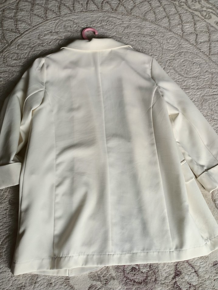 Düğmesiz Beyaz Kadın Blazer Ceket - Görsel 3