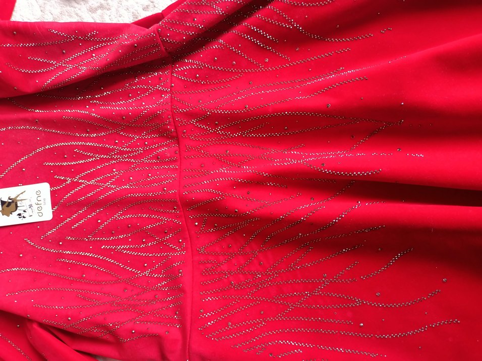 Kırmızı Uzun Drapeli Abiye Elbise kumaş kadife yumuşak - Görsel 3