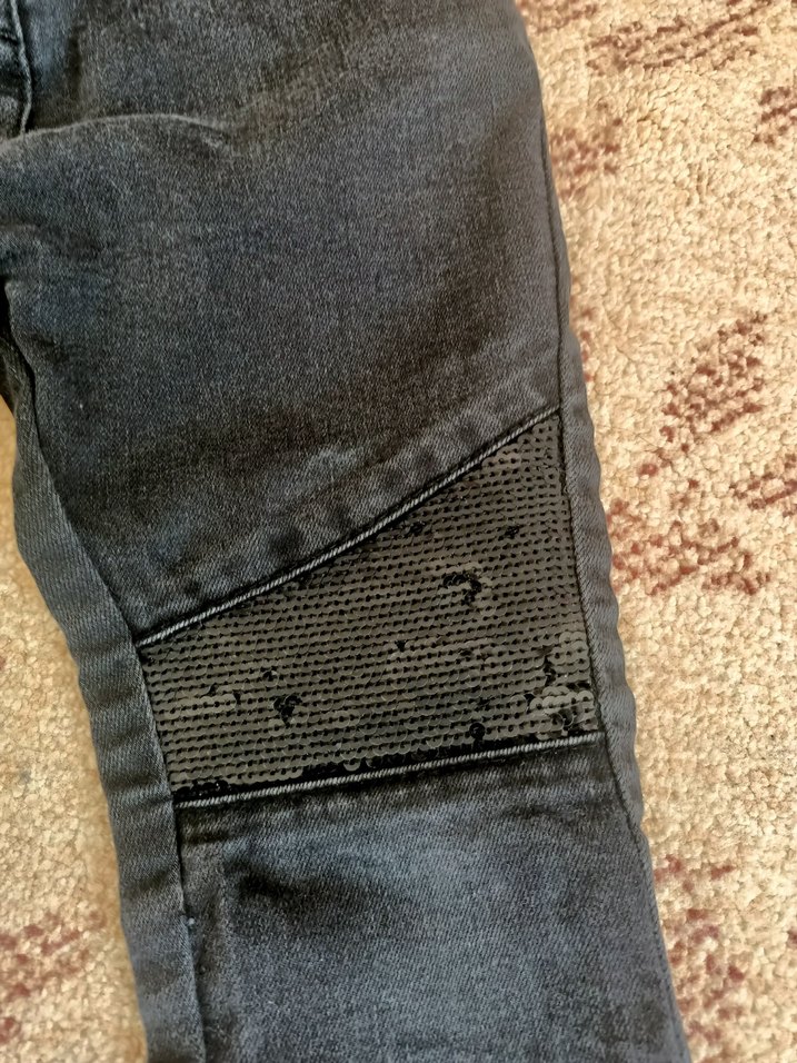 Gri kiz Çocuk Biker Denim Pantolon - Görsel 3