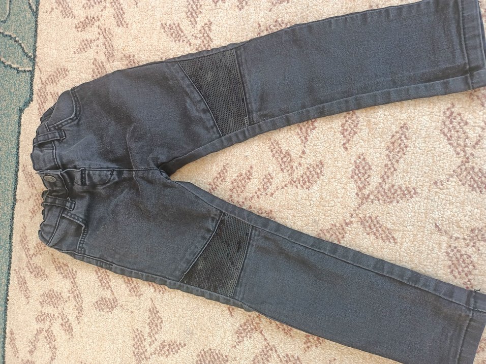 Gri kiz Çocuk Biker Denim Pantolon - Görsel 5