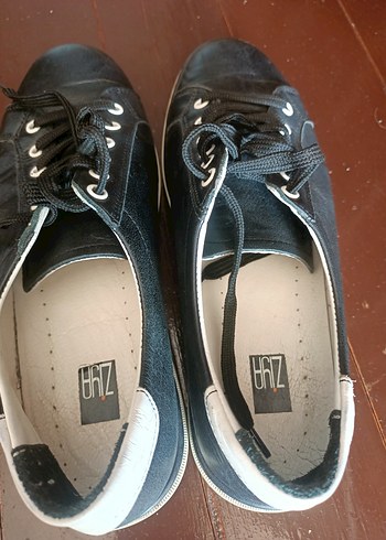 Siyah Deri kadin Sneakers - Görsel 2