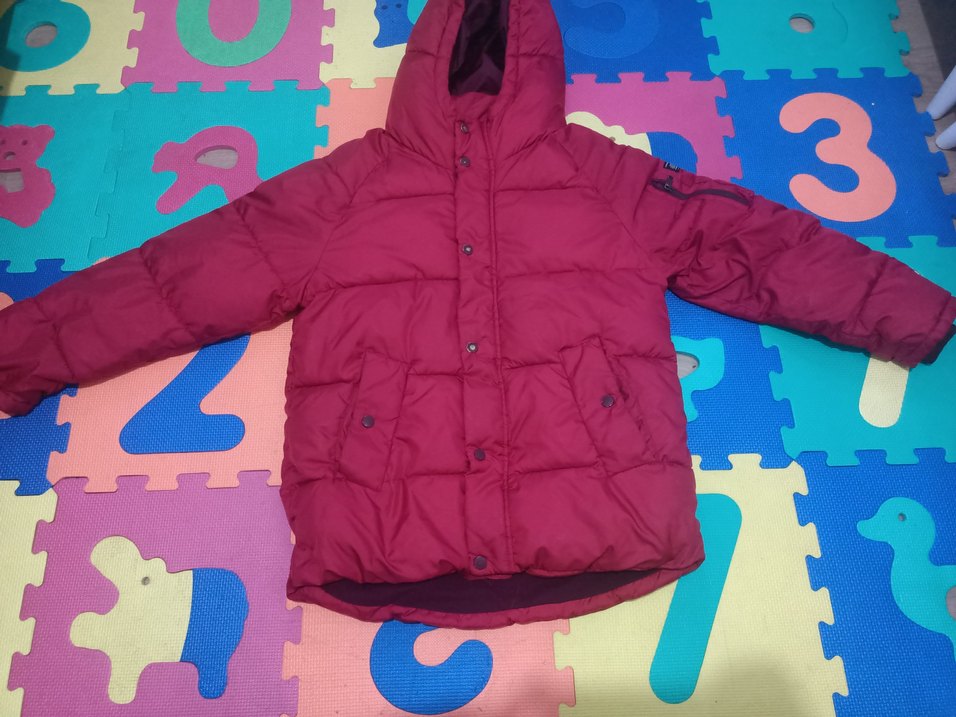 Bordo Kapüşonlu Erkek ve kız  Çocuk Mont - Görsel 3