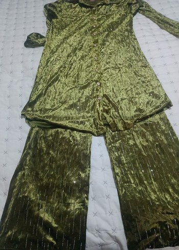 Yeşil Parlak Uzun Kollu Kadın takim - Görsel 8