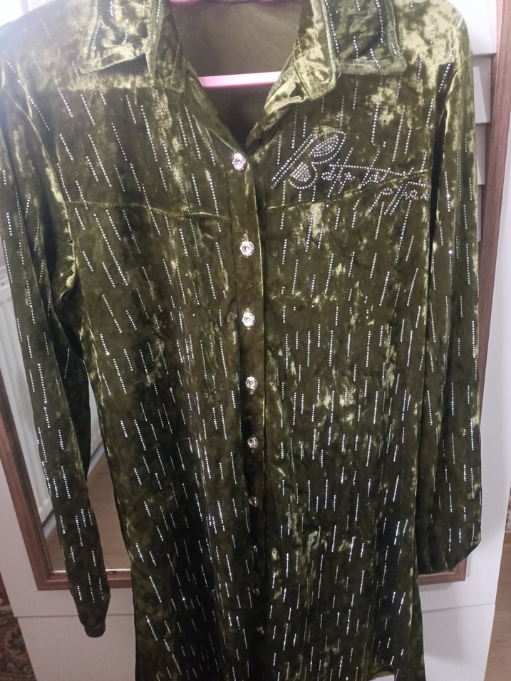 Yeşil Parlak Uzun Kollu Kadın takim - Görsel 4