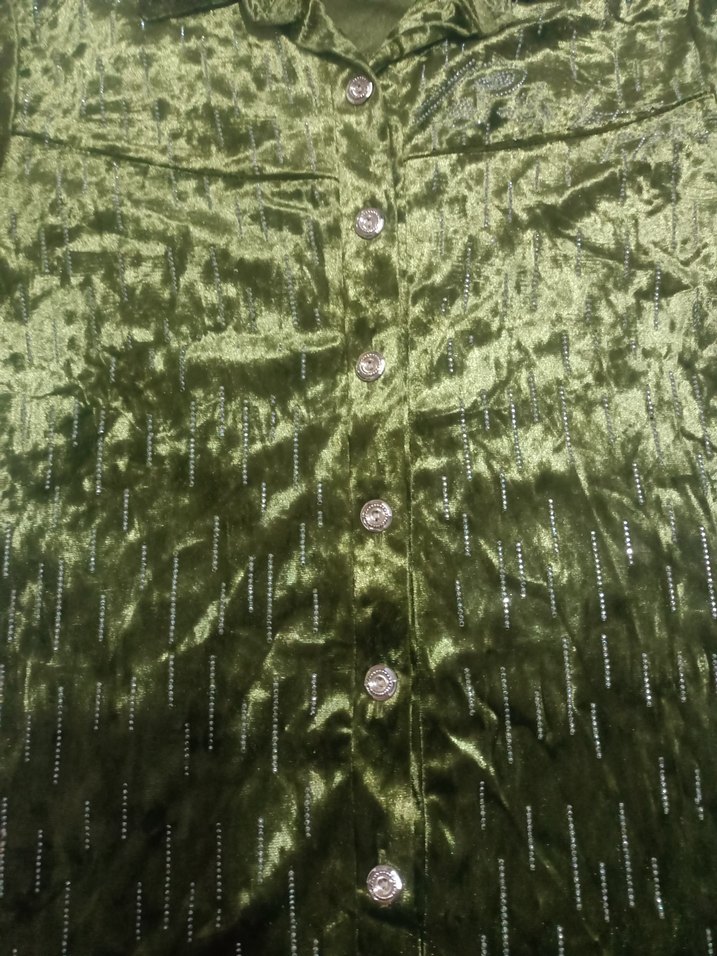 Yeşil Parlak Uzun Kollu Kadın takim - Görsel 2