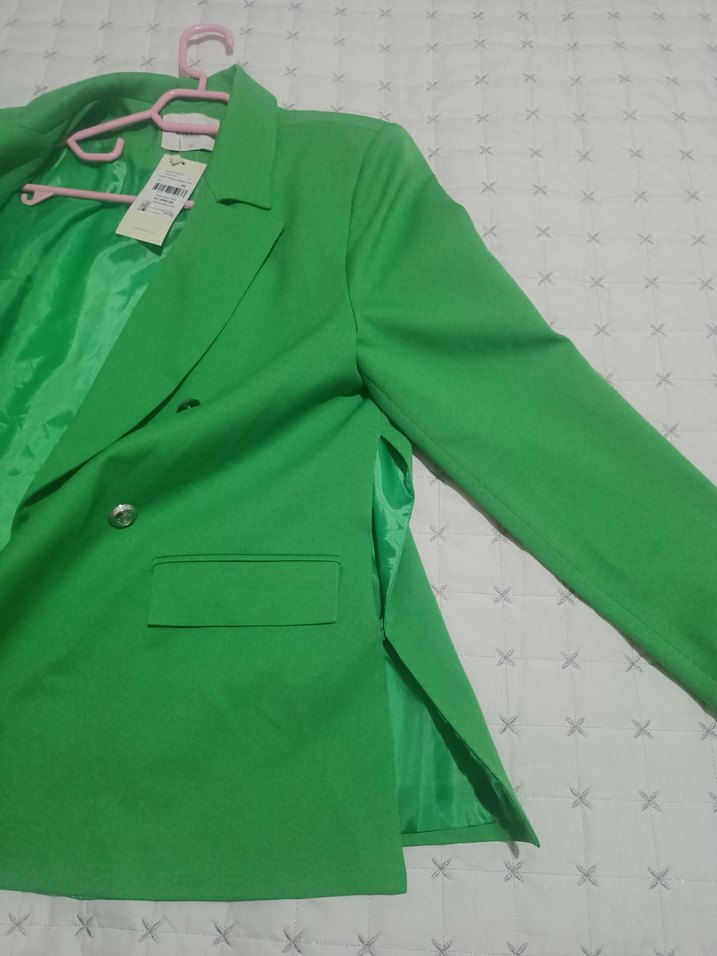 Yeşil Düğmeli Kadın Blazer Ceket - Görsel 3