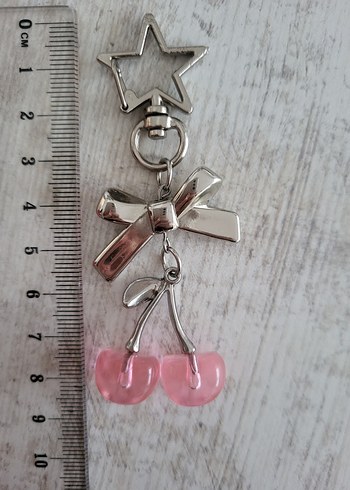 pembe kiraz anahtarlık ve çanta süsü - Görsel 3