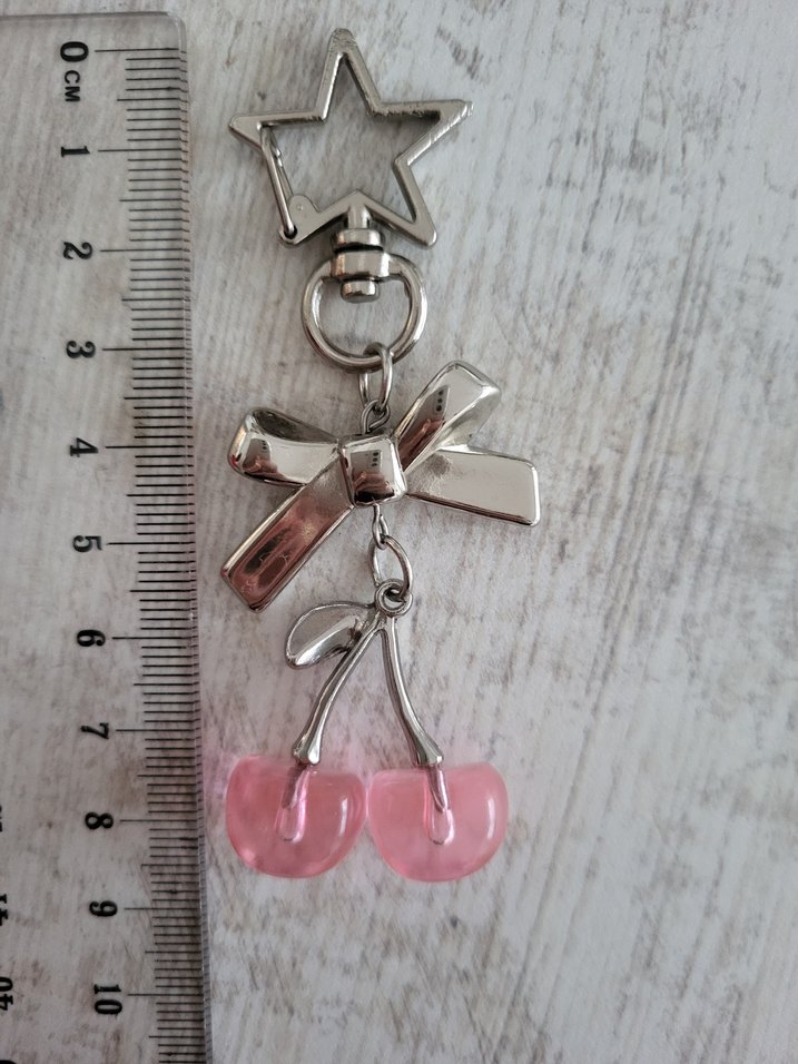 pembe kiraz anahtarlık ve çanta süsü - Görsel 3