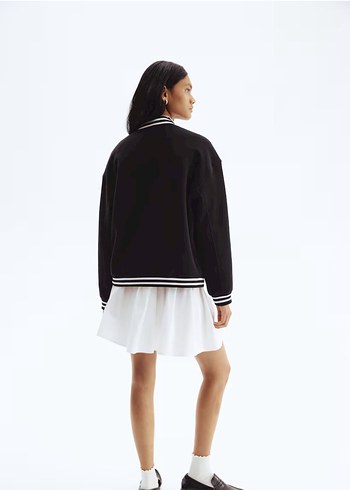 s Beden siyah Renk H&M Gri Kollu Siyah Bomber Kadın Ceket