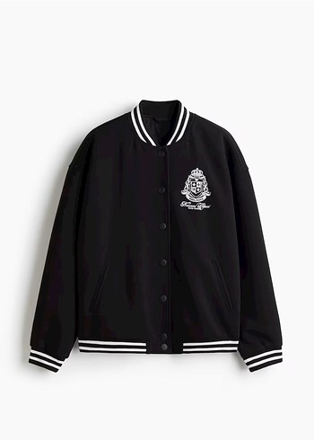 H&M H&M Gri Kollu Siyah Bomber Kadın Ceket