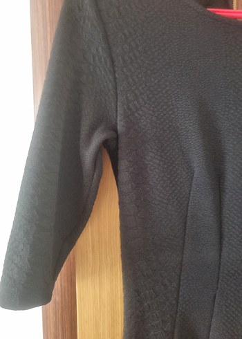 Kısa Kollu Siyah Midi Elbise - Görsel 6