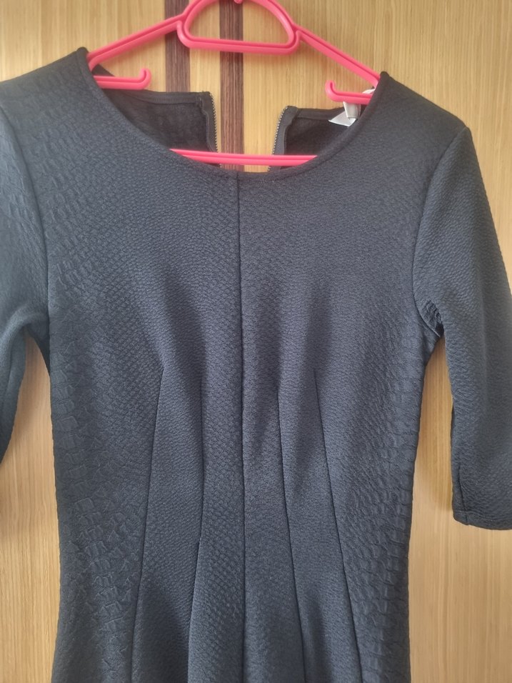 Kısa Kollu Siyah Midi Elbise - Görsel 2